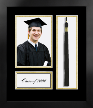 Class of 2024 Gold Academic Year Portrait with Tassel Box Nova Black with Black & Gold Mat