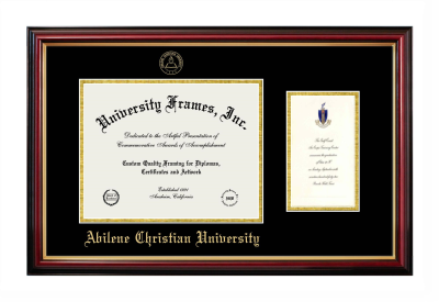 Abilene Christian University Diploma with Announcement Frame in Petite Mahogany with Gold Trim with Black & Gold Mats for DOCUMENT: 8 1/2"H X 11"W  ,  7"H X 4"W  