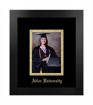 Adler University 5 x 7 Portrait Frame in Manhattan Black with Black & Gold Mats