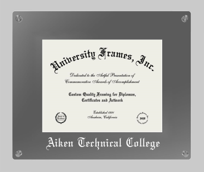 Aiken Technical College Lucent Clear-over-Smoke Frame in Lucent Smoke Moulding with Lucent Smoke Mat for DOCUMENT: 8 1/2"H X 11"W  