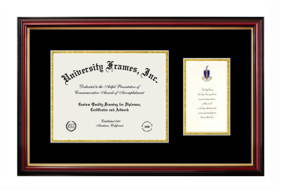 Alaska Pacific University Diploma with Announcement Frame in Petite Mahogany with Gold Trim with Black & Gold Mats for DOCUMENT: 8 1/2"H X 11"W  ,  7"H X 4"W  
