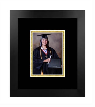 Alaska Pacific University 5 x 7 Portrait Frame in Manhattan Black with Black & Gold Mats