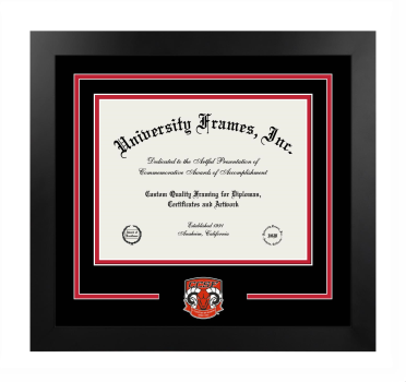 City College of San Francisco Logo Mat Frame in Manhattan Black with Black & Red Mats for DOCUMENT: 8 1/2"H X 11"W  