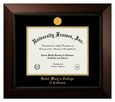 Saint Mary's College of California Diploma Frame in Legacy Black Cherry with Black & Gold Mats for DOCUMENT: 8 1/2"H X 11"W  
