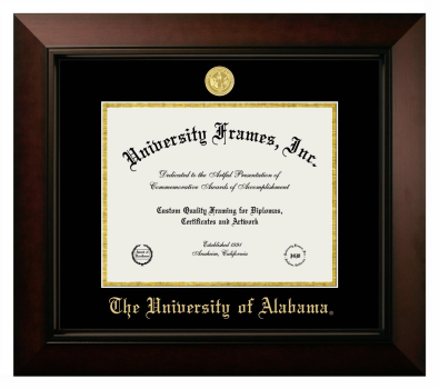 University of Alabama (Tuscaloosa) Diploma Frame in Legacy Black Cherry with Black & Gold Mats for DOCUMENT: 8 1/2"H X 11"W  