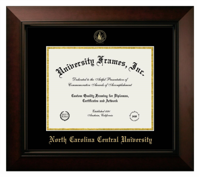 North Carolina Central University Diploma Frame in Legacy Black Cherry with Black & Gold Mats for DOCUMENT: 8 1/2"H X 11"W  