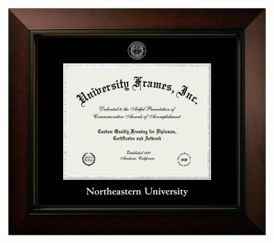 Northeastern University Diploma Frame in Legacy Black Cherry with Black & Gold Mats for DOCUMENT: 8 1/2"H X 11"W  