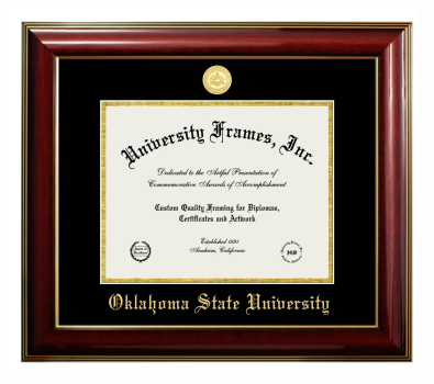 Oklahoma State University Diploma Frame in Classic Mahogany with Gold Trim with Black & Gold Mats for DOCUMENT: 8 1/2"H X 11"W  