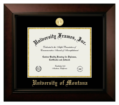 University of Montana (Missoula) Diploma Frame in Legacy Black Cherry with Black & Gold Mats for DOCUMENT: 8 1/2"H X 11"W  