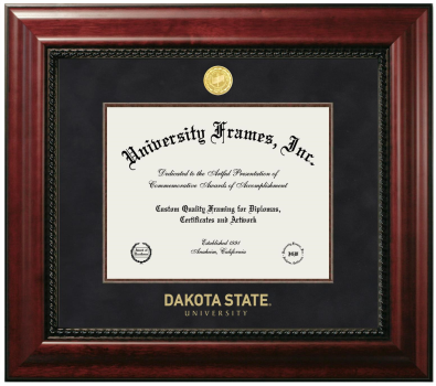 Dakota State University Diploma Frame in Executive with Mahogany Fillet with Black Suede Mat for DOCUMENT: 8 1/2"H X 11"W  