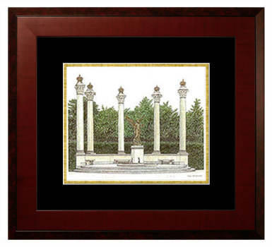 Ball State University Lithograph Only Frame in Honors Mahogany with Black & Gold Mats
