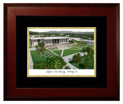 California State University, Northridge Lithograph Only Frame in Honors Mahogany with Black & Gold Mats