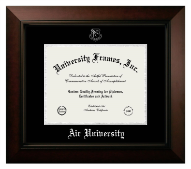 Air University Diploma Frame in Legacy Black Cherry with Black & Silver Mats for DOCUMENT: 8 1/2"H X 11"W  