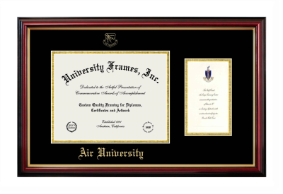 Air University Diploma with Announcement Frame in Petite Mahogany with Gold Trim with Black & Gold Mats for DOCUMENT: 8 1/2"H X 11"W  ,  7"H X 4"W  